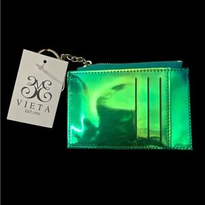 Vieta Green Metallic Card Holder NWT